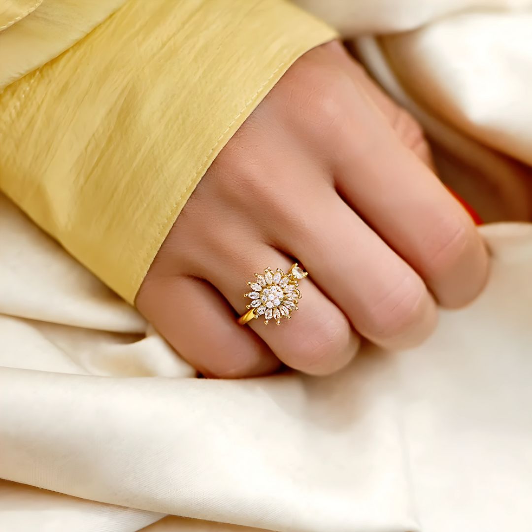 Ring Sunflower Sparkling Love and Friendship