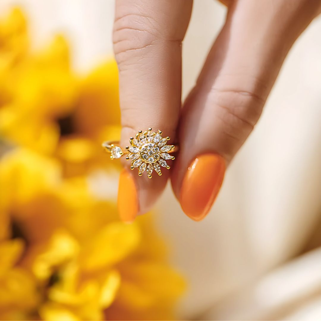 Ring Sunflower Sparkling Love and Friendship