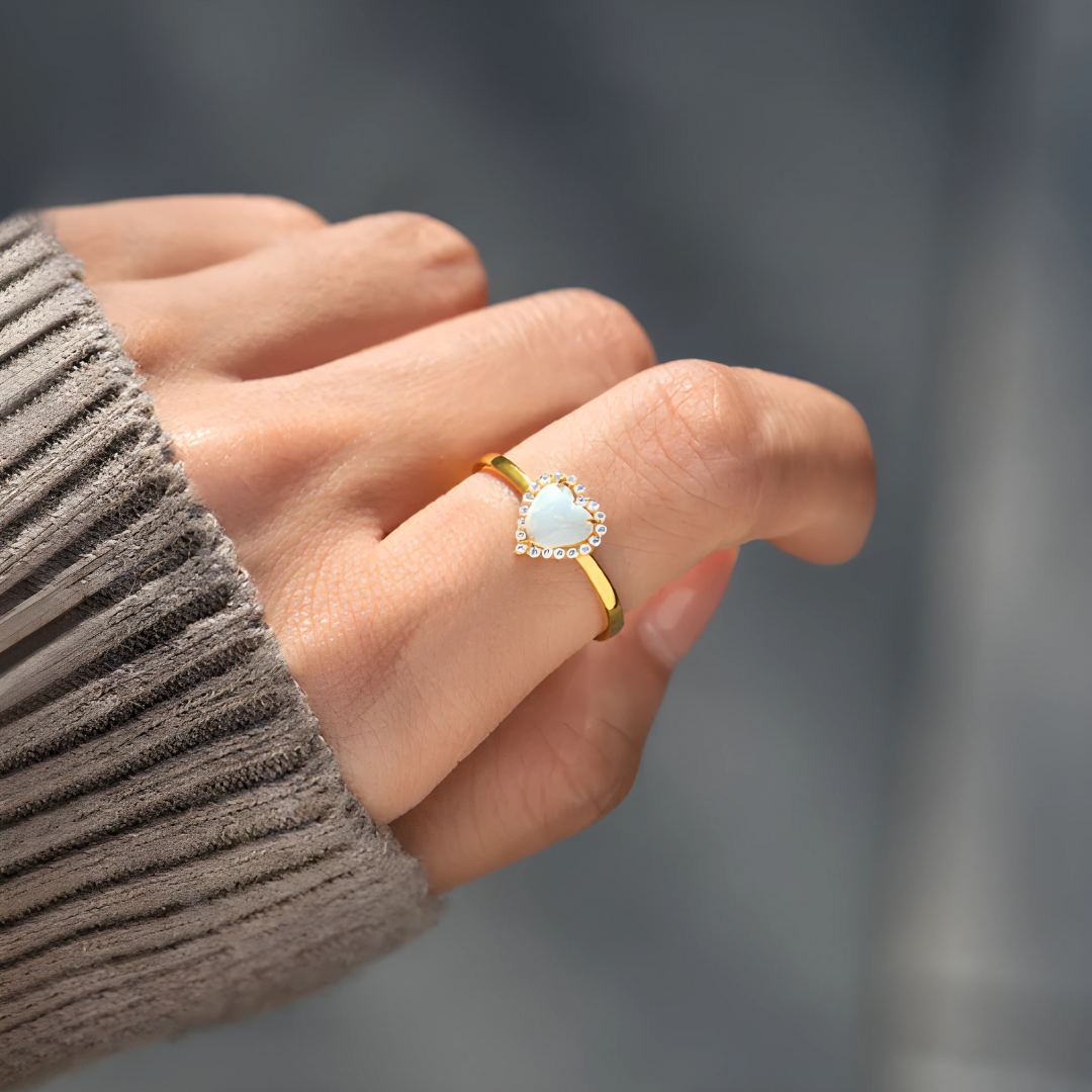 Ring Heart Opal