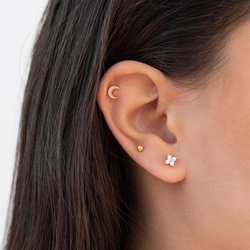 Set Earrings Gold Moon