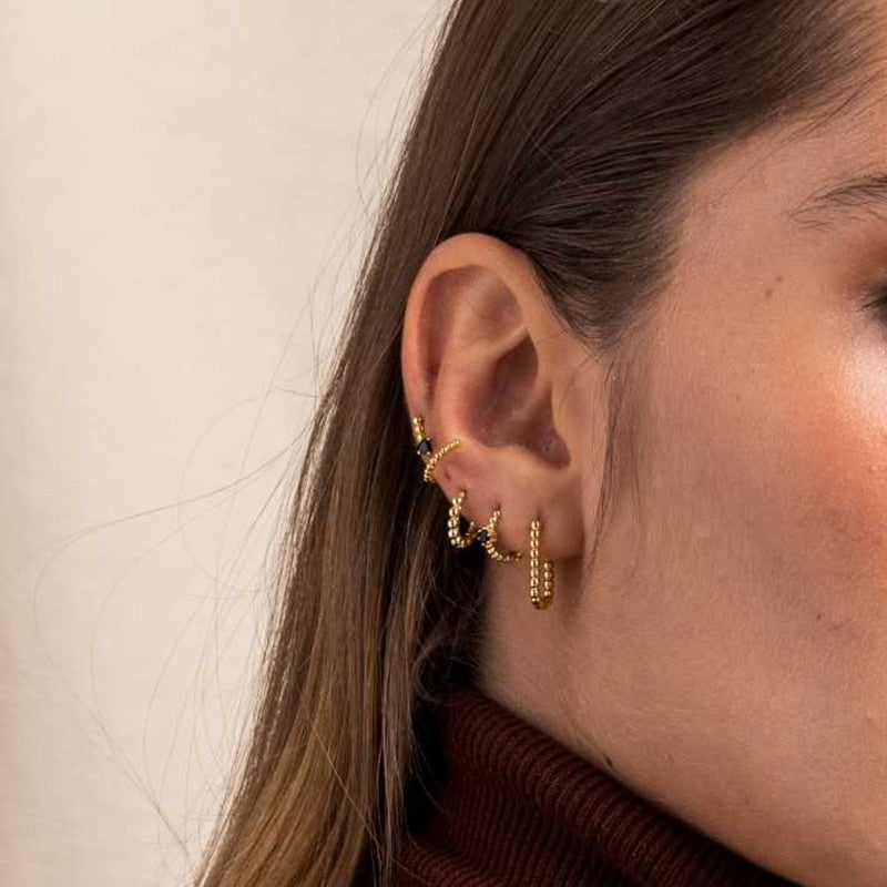 Earrings Huggie Cubic