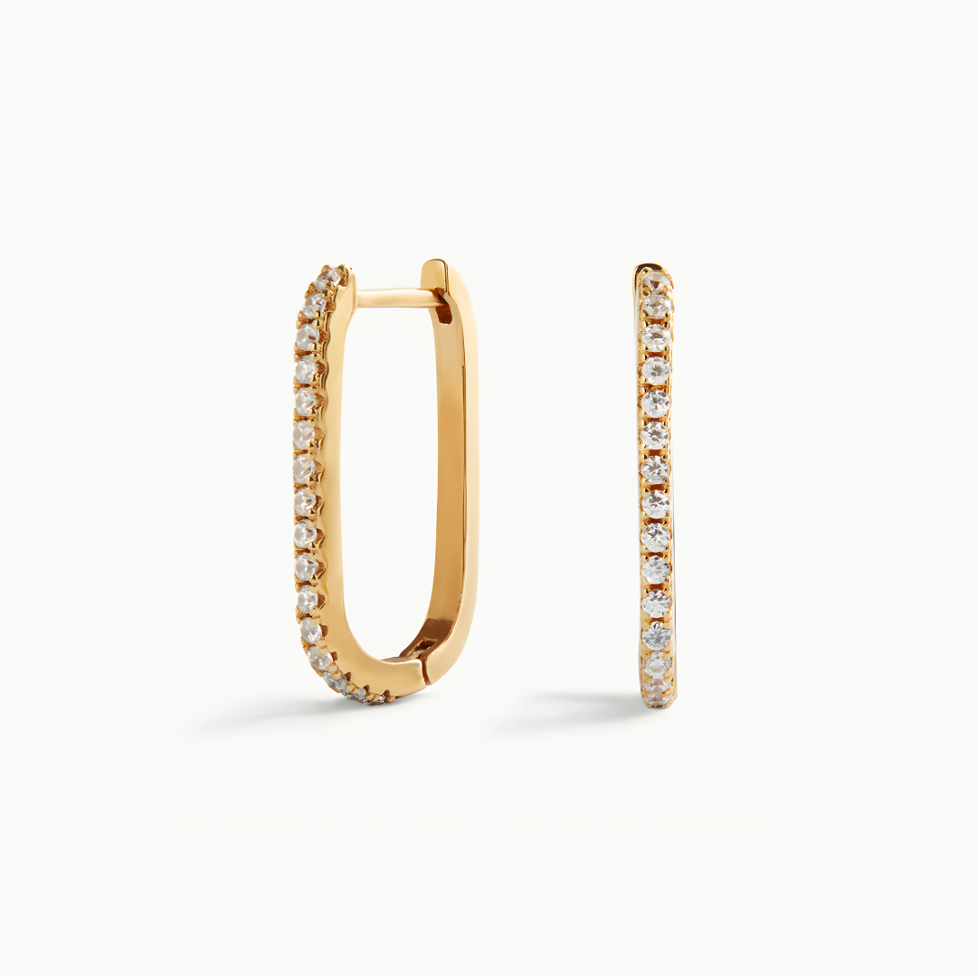 Earrings Huggie Cubic