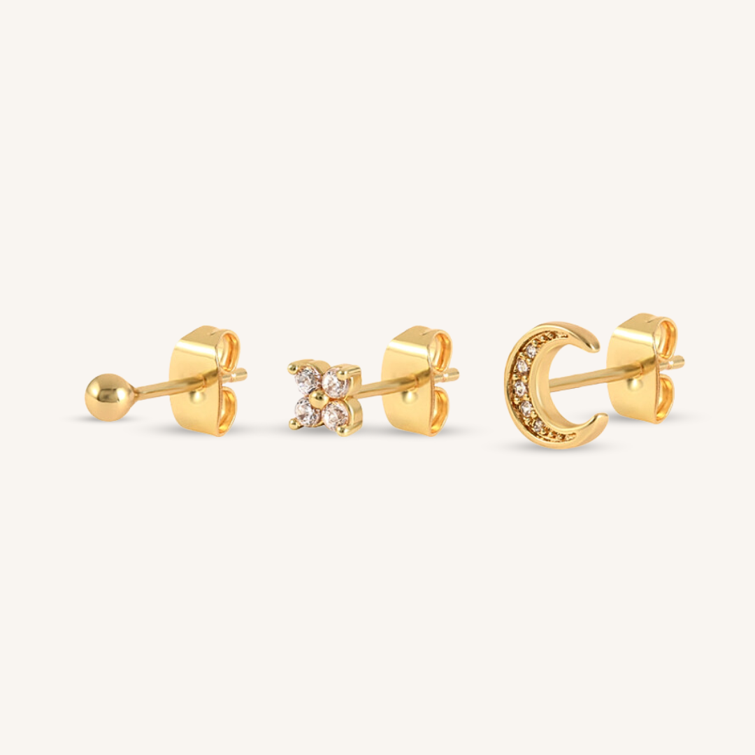 Set Earrings Gold Moon