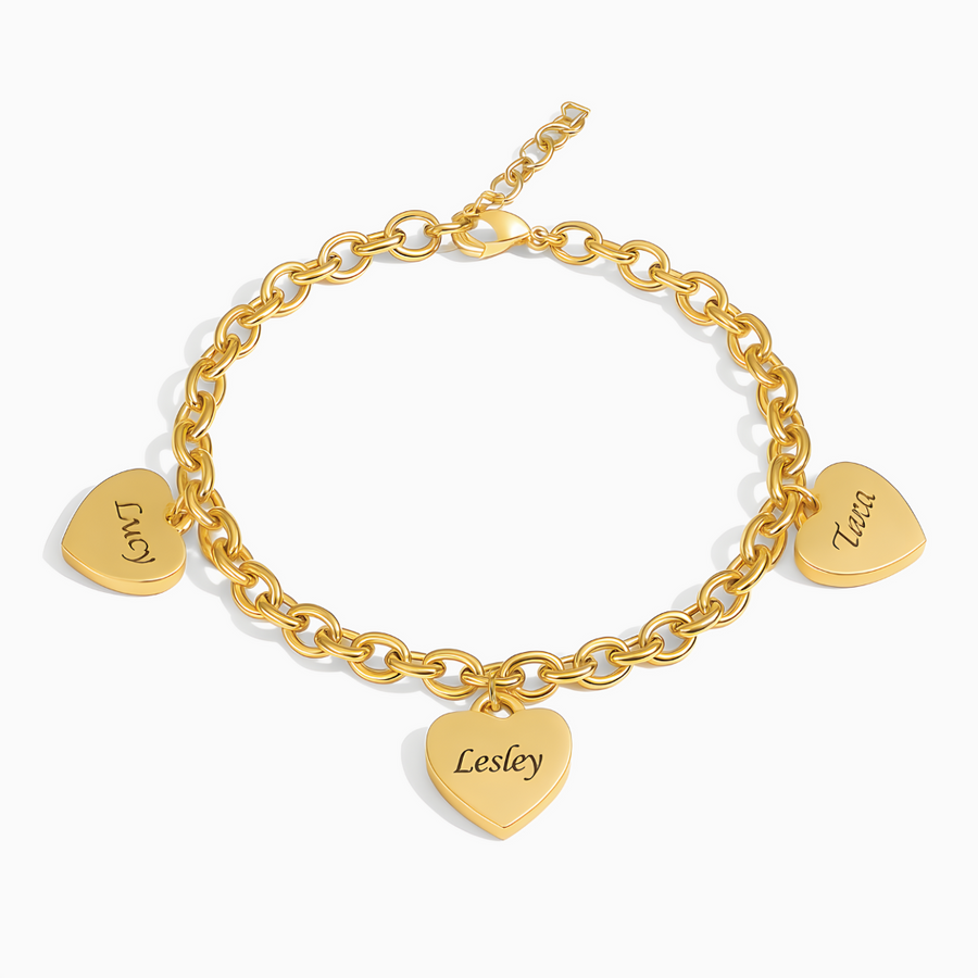 Bracelet of Hearts Personalized Hasta 6 Hearts