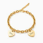 Bracelet of Hearts Personalized Hasta 6 Hearts